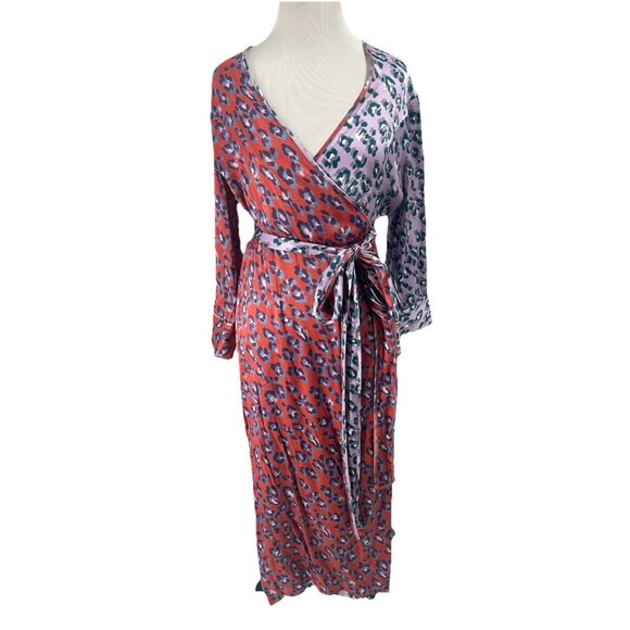 Rachel Antonoff Leopard Mixed Print Willow Wrap Dress Sz Medium - Picture 1 of 6